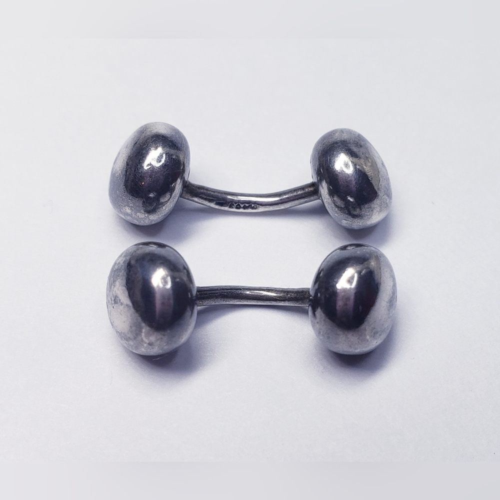 Barbell Designer Style Sterling Silver Men Cufflinks